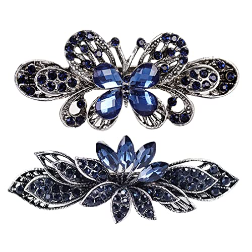 JINWEORI 2 Stück Elegante Haarspangen für Damen Mädchen,Glitzernde Mode Exquisite Blume Design Haarspange Clip Haarnadel Bogen Haarschmuck von JINWEORI