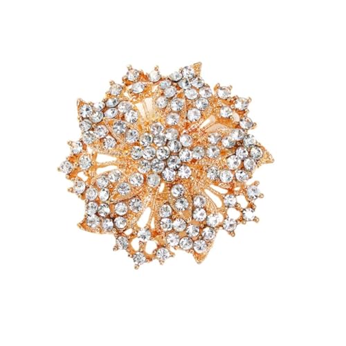 Broschen Und Anstecknadeln Für Damen Schmuck Volldiamant Blumenbrosche Diamant Kristall Blumen Corsage Große Kranzbrosche Kleidungspullover Accessoires Gold von JINZIJINYU