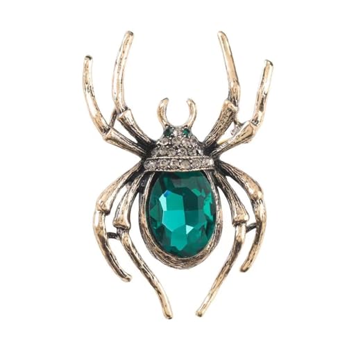 Glitter Strass Broschen Diamant Kristall Spinnen Brosche Herren Retro Legierung Insektennadel Anzug Anstecknadel Damenbekleidungszubehör Grün von JINZIJINYU