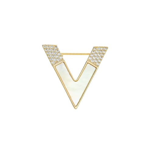 Brosche Strass Vintage Buchstabe V Volldiamant Kleine Brosche Für Damen Kragennadel Aus Legierung Kristallkorsage Strickjackennadel Anti Expositions Accessoires Gold von JINZIJINYU