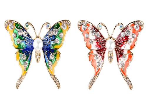 JINZIJINYU Vintage Legierung Strass Brosche Perle Schmetterling Brosche Bemalt Öl Tropfen Diamant Corsage Pin Schal Knopf Mantel Anzug Zubehör Anzug von JINZIJINYU