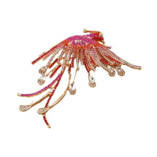 Kristall Strass Brosche Pins Bunte Phönix Brosche Für Damenmantel Strickjacke Vogelbrosche Diamant Tiernadel Kleid Corsage Rot von JINZIJINYU