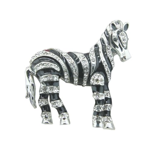 Kristall Strass Brosche Pins Diamant Zebra Brosche Gestreifte Pony Anstecknadel Damen Anstecknadel Mit Tiermotiv Strickjacken Zubehör von JINZIJINYU