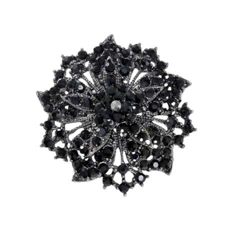 Vintage Damen Strass Brosche Schmuck Voller Diamant Blumenbrosche Set Mit Diamant Kristall Blumen Corsage Großer Kranznadel Kleidung Pullover Accessoires Schwarz von JINZIJINYU