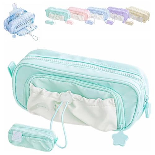 JIOFUGH Rosy Posy Bleistiftfall, Kawaii Bleistiftfall niedliche ästhetische Beutelhalter Kordelschreiber Fall, große Bleistiftbeutel Halter Preppy Versorgung (Green) von JIOFUGH