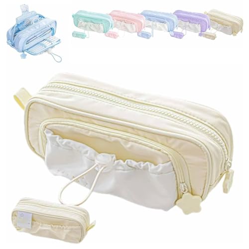 JIOFUGH Rosy Posy Bleistiftfall, Kawaii Bleistiftfall niedliche ästhetische Beutelhalter Kordelschreiber Fall, große Bleistiftbeutel Halter Preppy Versorgung (Yellow) von JIOFUGH
