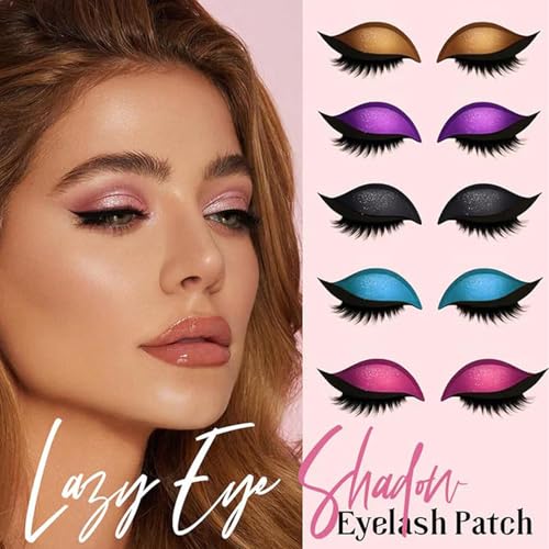 Lazy Eye Shadow Wimpernpflaster, bunte Lidschatten- und Wimpern-Make-up-Sticker, Beauty Fashion Lidstrich-Sticker, wiederverwendbare 2-in-1-Augen-Make-up-Sticker mit künstlichen Wimpern (Orange*2) von JIOFUGH