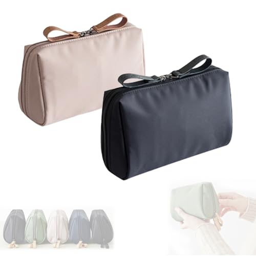 Streamline Reise-Makeup-Tasche für Frauen, tragbare Mini-Multifunktions Feste Farbe wasserdicht Kosmetiktasche, Reise-Makeup-Taschen für Frauen (2 Pcs-C) von JIOFUGH