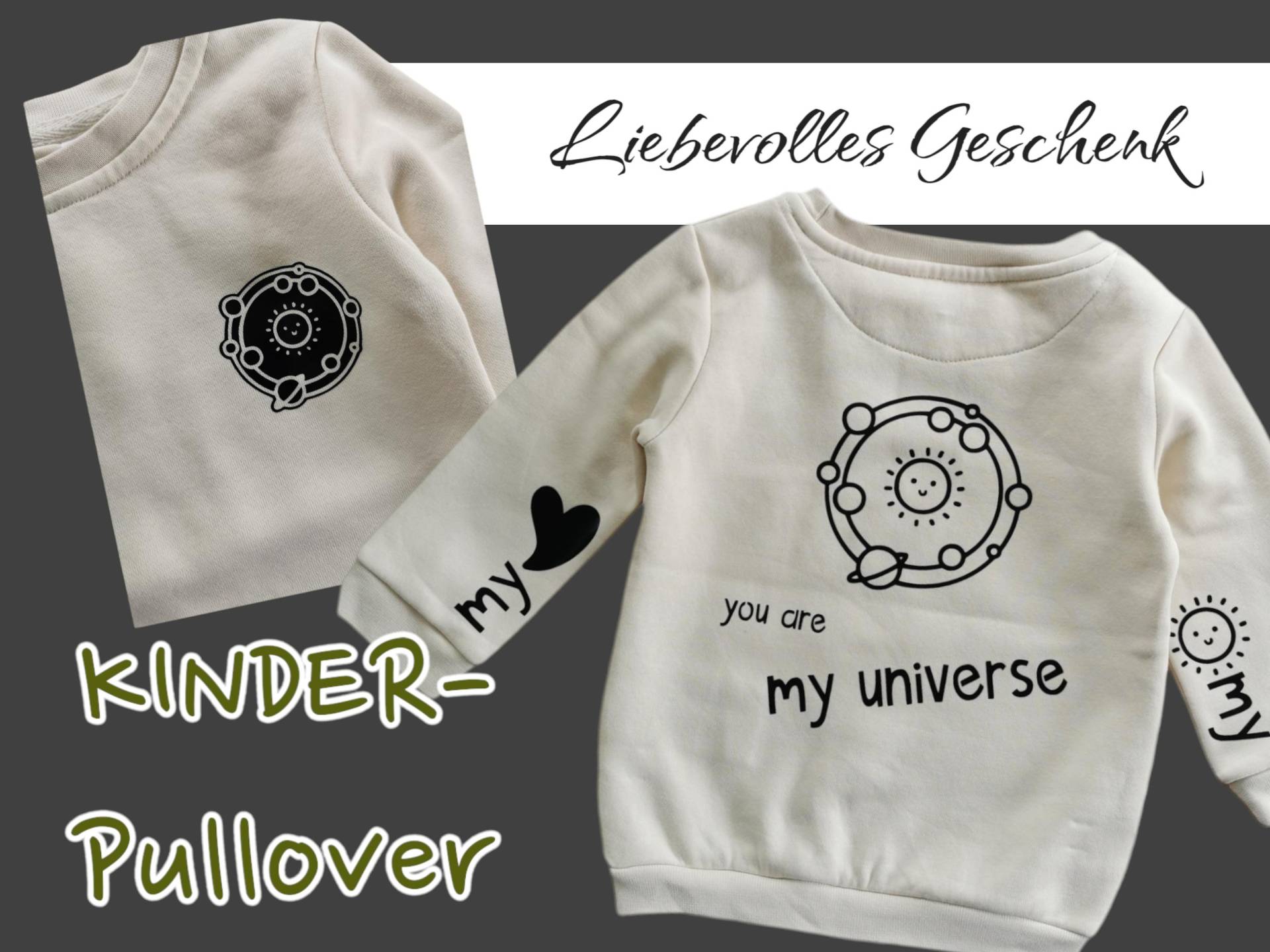 Pullover Kinder Gr. 80-92 | Sweatshirt Junge Mädchen Unisex Universum Weltall Weltraum Geschenk Für Pulli Longsleeve von JIOJIOhandmade