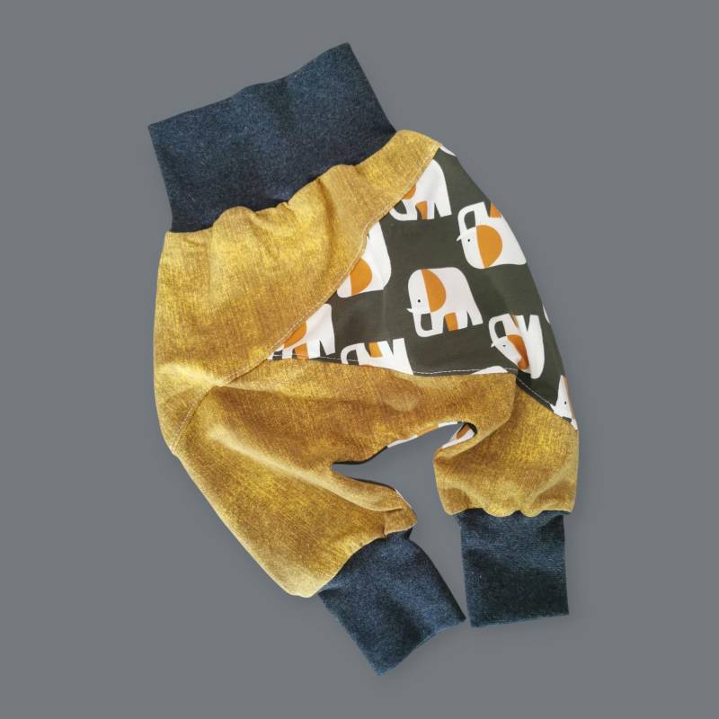 Pumphose Größe 80 86 | Elefanten Khaki Gelb Dunkelgrau Junge Mädchen Unisex Geburtstagsgeschenk Baby Kind von JIOJIOhandmade