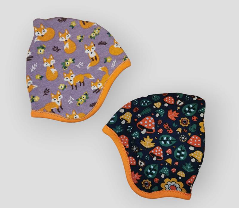 Weiche Zipfelmütze Mit Ohrenschützer |Babys Kinder Mädchen Junge | Geschenk Geburt Fuchs Waldmotiv |Verschiedene Größen Chemomütze von JIOJIOhandmade