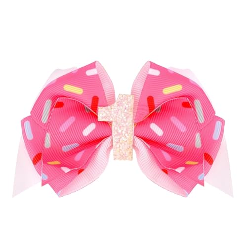 Haarspangen für Mädchen, Haarschleife für Mädchen 1. Geburtstag, Haarschleifen Clips Rosa mit Glitzer Nummer 1, Haarspangen Kinder, Geschenke für Mädchen zum 1. Geburtstag (1) von JIOLINK