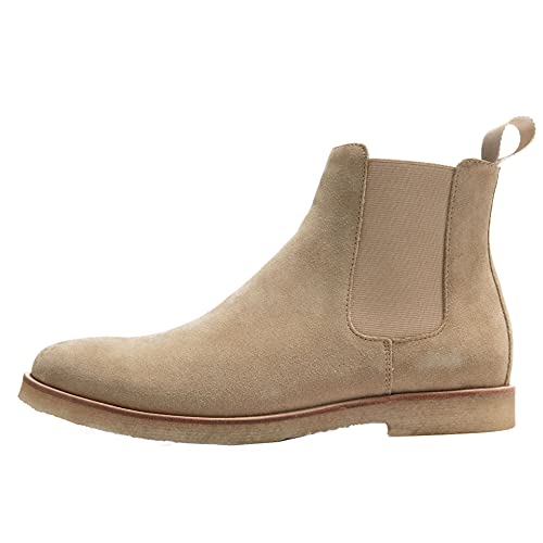 JIONS Chelsea-Stiefel für Herren, aus echtem Leder, mit Kreppsohle, Beige, 40 EU von JIONS