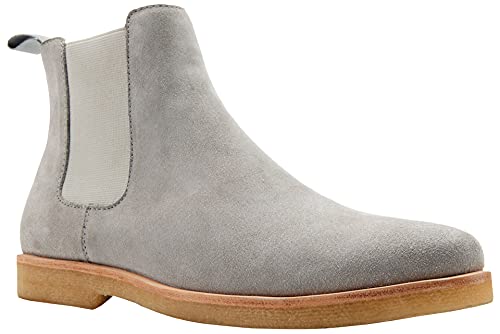 JIONS Chelsea-Stiefel zum Reinschlüpfen, aus echtem Leder, Stiefelette mit Kreppsohle, grau, 39.5 EU von JIONS