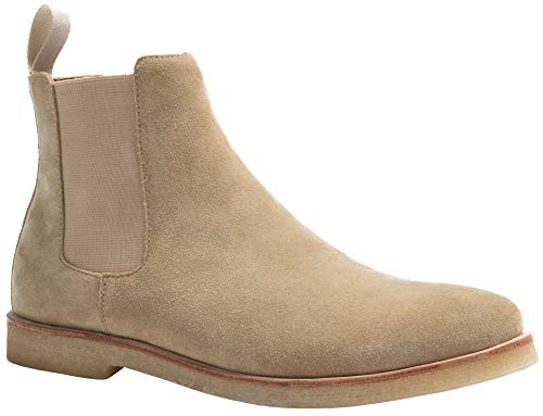 JIONS Slip-on Suede Chelsea Boots Herren, echtes Leder Knöchelkleid Bootie mit Crepe Sohle, beige, 40 EU von JIONS