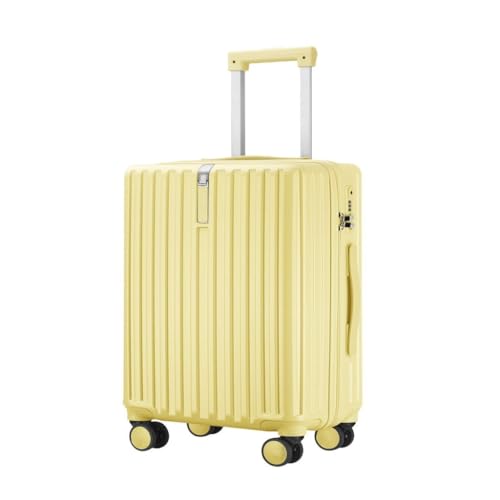 JIPEIXUANGR Koffer Herren- und Damen-Aluminiumrahmen-Koffer, Trolley-Koffer, Boarding-Koffer, geräuschlos, Universal-Rad, Passwort-Box Suitcase (Color : Yellow, Size : 22) von JIPEIXUANGR