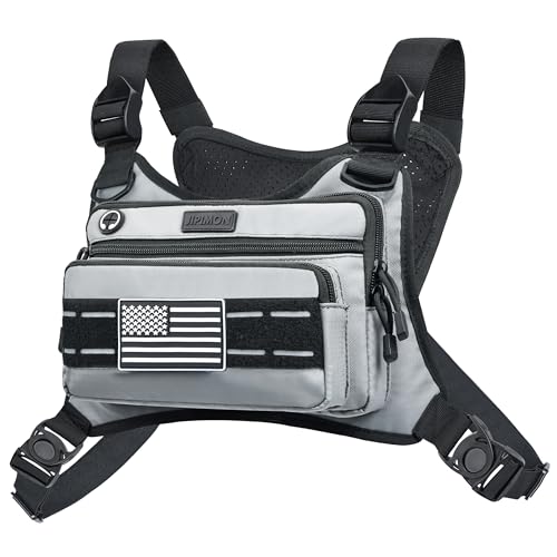 JIPIMON Brusttasche für Herren mit extra Stauraum, wasserdichte Outdoor-Sport-Brusttasche zum Laufen, Radfahren, Wandern, Klettern, Grau, Einheitsgröße JIPIMON Brusttasche für Herren mit extra Stauraum, wasserdichte Outdoor-Sport-Brusttasche zum Laufen, Radfahren, Wandern, Klettern, Grau, Einheitsgröße von JIPIMON
