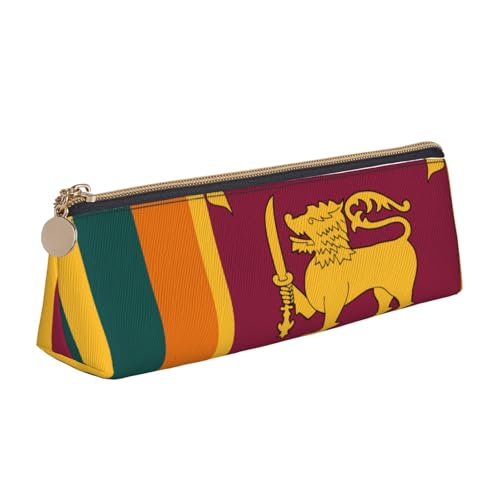 JIPOFD Kreatives dreieckiges Leder-Federmäppchen mit Sri Lanka-Flagge, leicht und praktisch mit großer Speicherkapazität, Weiß, One Size, Art-Deco JIPOFD Kreatives dreieckiges Leder-Federmäppchen mit Sri Lanka-Flagge, leicht und praktisch mit großer Speicherkapazität, Weiß, One Size, Art-Deco von JIPOFD