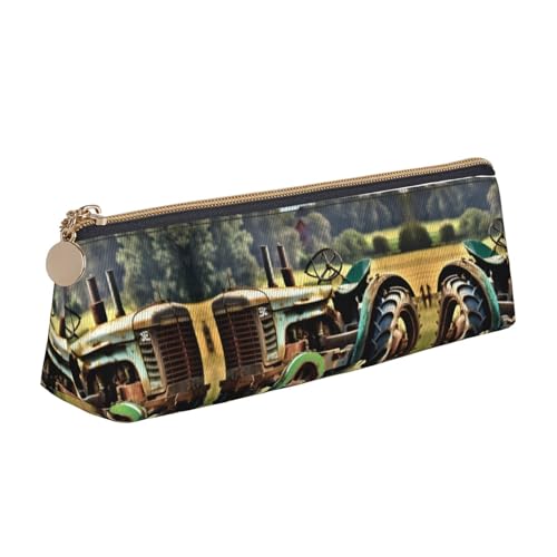 JIPOFD Kreatives dreieckiges Leder-Federmäppchen mit altem Traktor-Foto-Farm; leicht und praktisch mit großer Speicherkapazität, Weiß, One Size, Art-Deco JIPOFD Kreatives dreieckiges Leder-Federmäppchen mit altem Traktor-Foto-Farm; leicht und praktisch mit großer Speicherkapazität, Weiß, One Size, Art-Deco von JIPOFD