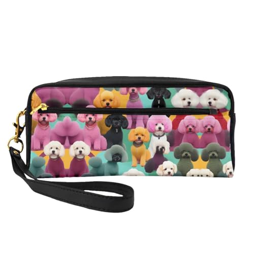 JIPOFD Make-up-Tasche mit Pudel-Motiv, Kosmetiktasche, Reise-Kulturbeutel, Organizer, niedliche Aufbewahrungstasche für Damen, Schwarz , Einheitsgröße von JIPOFD