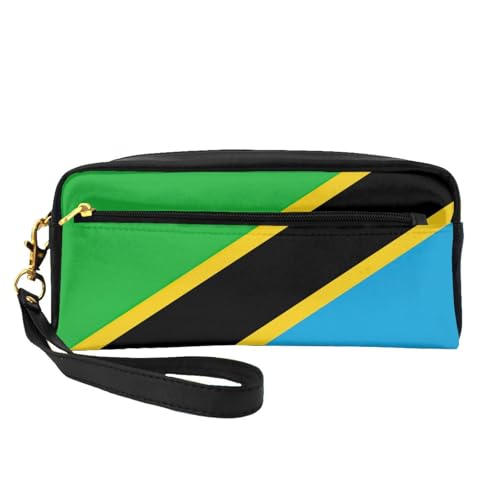 JIPOFD Make-up-Tasche mit Tansania-Flagge, Kosmetiktasche, Reise-Kulturbeutel, Organizer, niedliche Aufbewahrungstasche für Damen, Schwarz, Einheitsgröße von JIPOFD