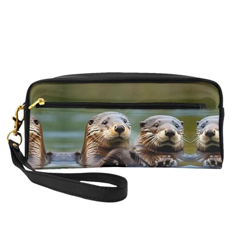 JIPOFD Otters Make-up-Tasche, Kosmetiktasche, Reise-Kulturbeutel, Organizer, niedliche Aufbewahrungstasche für Damen, Schwarz, One Size von JIPOFD