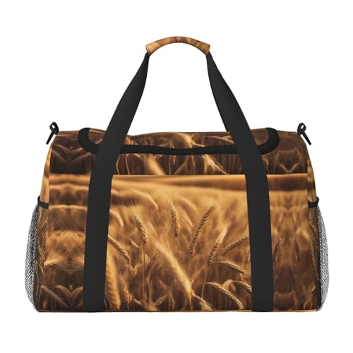 Weizenfeld-Reisetasche, Wochenendtasche für Damen und Herren, für Outdoor-Abenteuer, ideal für Camping und Wandern, Schwarz, One Size von JIPOFD