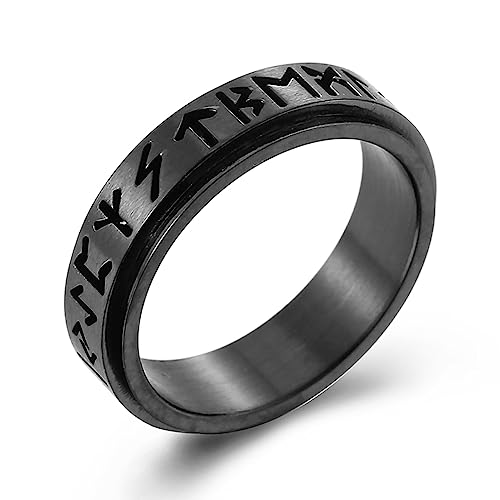 JIPSJICI Wikinger Spinner Ring Edelstahl nordische Runen Fidget Angst Ringe für Männer Frauen lindern Stress, Metall, Kein Edelstein von JIPSJICI