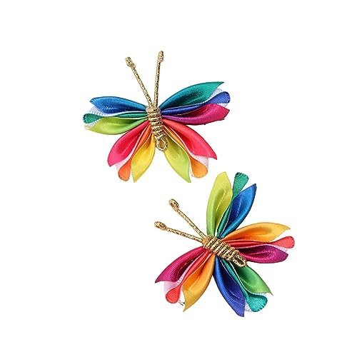 JISADER 2 Stück Schmetterlings-Haarspangen, Haar-Styling-Zubehör für Damen und Mädchen, vielseitige Kinder-Kopfbedeckung, Schmetterlings-Haarklammern, Satinrot-Blau von JISADER