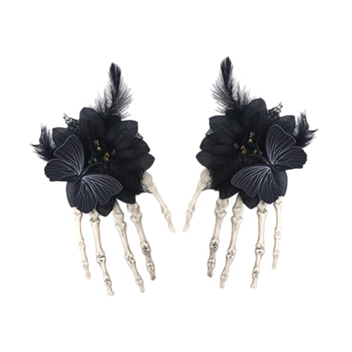 JISADER 2 Stücke Halloween Haarspangen Hände Haar Kiefer Lustige Dekor Haarnadel Haarspangen für Festival Cosplay Kostüm Frauen, Schwarz von JISADER
