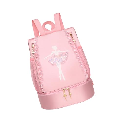 JISADER Balletttasche, Tanzschuhtasche, Tanztasche, Ballett-Tanztasche für Mädchen, als Geschenk, Gymnastik, Geburtstag, Spitzendekor rosa von JISADER