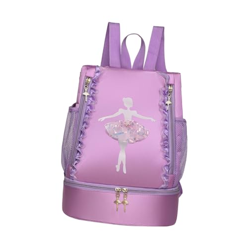 JISADER Balletttasche, Tanzschuhtasche, Tanztasche, Ballett-Tanztasche für Mädchen, als Geschenk, Gymnastik, Geburtstag, Spitzendekor violett von JISADER