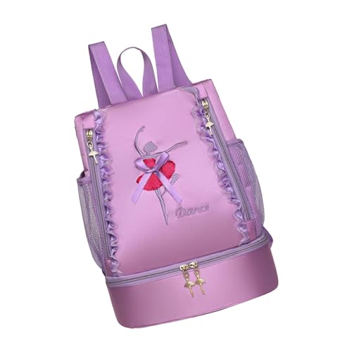 JISADER Balletttasche, Tanzschuhtasche, Tanztasche, Ballett-Tanztasche für Mädchen, als Geschenk, Gymnastik, Geburtstag, Stickerei violett von JISADER