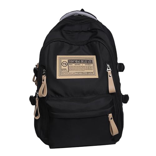 JISADER Damen-Rucksack, Reisetasche mit Reißverschluss, Schultasche, Outdoor, mehrere Taschen, große Kapazität, Büchertasche, Schultasche für Teenager, Schwarz von JISADER