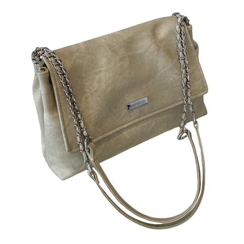 JISADER Damen Schultertasche Umhängetasche Satchel Handtasche für die Arbeit auf der Straße Einkaufen, Beige von JISADER
