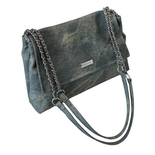 JISADER Damen Schultertasche Umhängetasche Satchel Handtasche für die Arbeit auf der Straße Einkaufen, Blau von JISADER