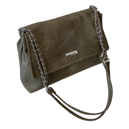 JISADER Damen Schultertasche Umhängetasche Satchel Handtasche für die Arbeit auf der Straße Einkaufen, dunkelbraun von JISADER