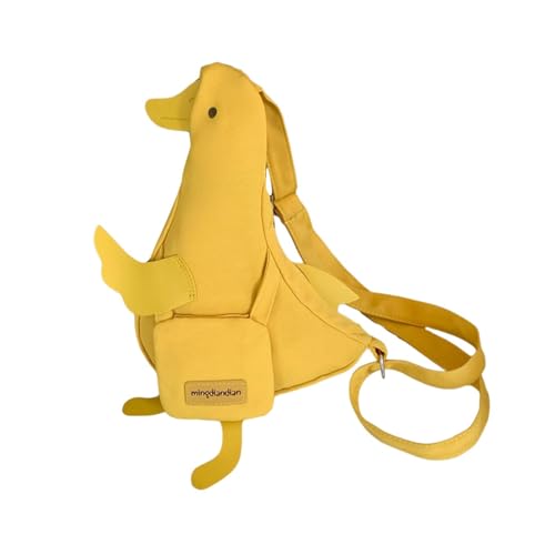JISADER Enten-Umhängetasche, Geldbörse, Cartoon, modisch, lustig, tragbar, Segeltuch, verstellbare Handtasche, Brusttasche für Spaziergänge, Arbeit, Gelb von JISADER
