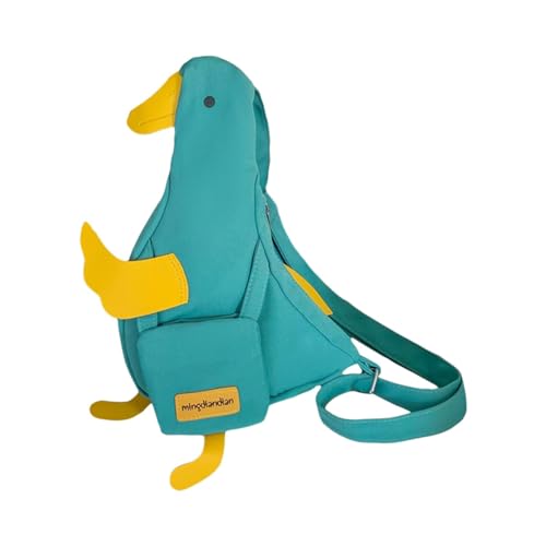 JISADER Enten-Umhängetasche, Geldbörse, Cartoon, modisch, lustig, tragbar, Segeltuch, verstellbare Handtasche, Brusttasche für Spaziergänge, Arbeit, Grün von JISADER