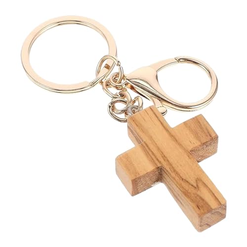 JISADER Holzkreuz-Schlüsselanhänger, Holzkreuz-Anhänger, Taschenanhänger, Kunsthandwerk, religiöser Schlüsselanhänger, christlicher Schlüsselanhänger als, Golden JISADER Holzkreuz-Schlüsselanhänger, Holzkreuz-Anhänger, Taschenanhänger, Kunsthandwerk, religiöser Schlüsselanhänger, christlicher Schlüsselanhänger als, Golden von JISADER
