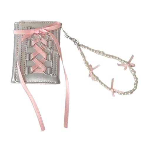 JISADER Kleine Geldbörse für Damen, mehrere Kartenfächer, zusammenklappbare dreifach gefaltete Geldbörse für den Weg zur Arbeit, mit Perlenarmbändern von JISADER