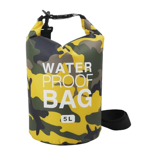 JISADER Schwimmender Trockensack, Rolltop, wasserdichter Packsack, Camping, leichte Aufbewahrungstasche, Tragetasche für Damen und Herren, Segeln, Wassersport, 5L Umhängetasche von JISADER