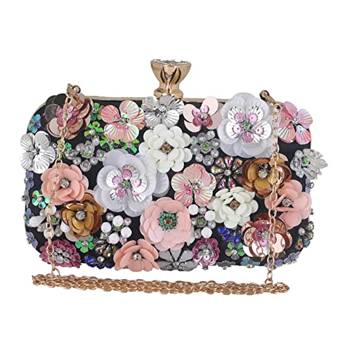 JISADER Stilvolle Handtasche mit elegantem Design, Hochzeit, Blumenmuster, Schwarz von JISADER