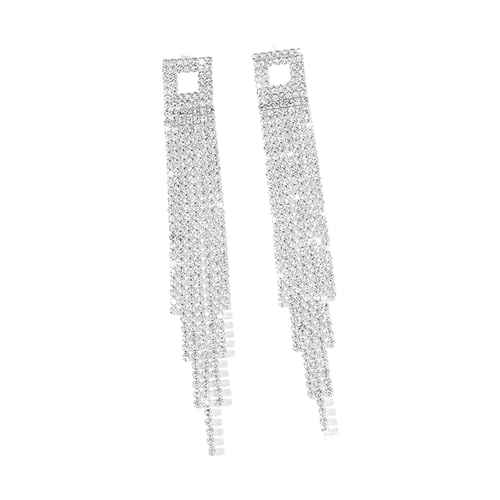 JISADER Strass-Ohrringe für Damen, lange Ohrringe, exquisit, schlicht, Valentinstag-Schmuck, Charms für Party, Verlobung, Festival, Silber von JISADER