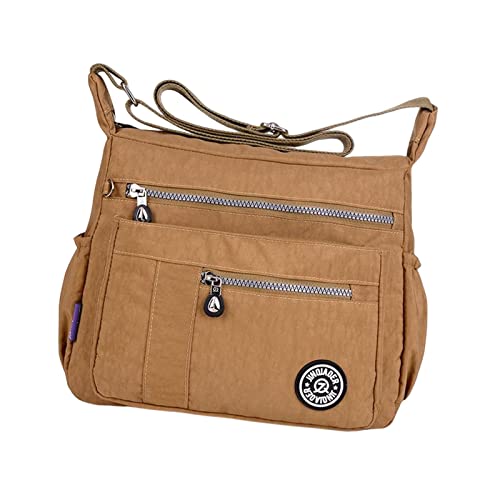 JISADER Umhängetasche für Umhängetasche Damen Handtasche Achseltasche Reißverschluss Einkaufstasche Geräumige Lässige Einkaufstasche für den, Beige von JISADER