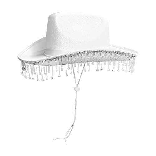 JISADER Weißer Blinkender Strass Braut Cowgirl Hut Cowboy Hut für Halloween Dekoration von JISADER