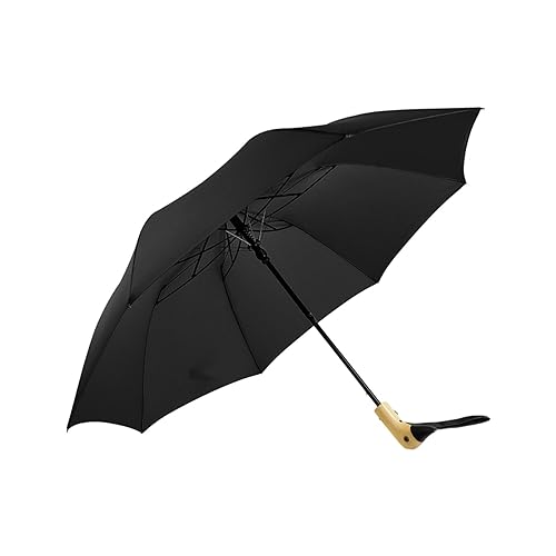 JISADER Zusammenklappbarer Regenschirm, Regenschirme für Regen und Sonne, regenfest, niedliches Entenkopf-Griff-Design, Sonnen-Regenschirm für Männer und, Schwarz von JISADER