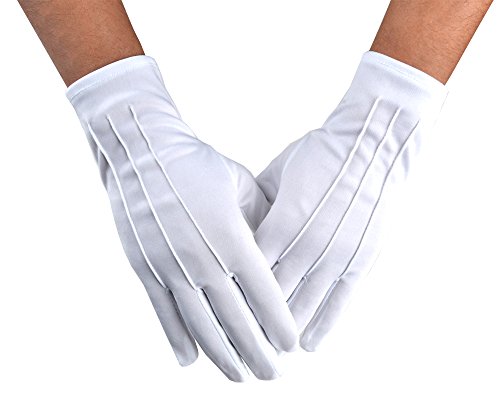 JISEN Herren Police Formal Smoking Honor Guard Parade Nylon Baumwolle Handschuhe 26 cm Gr. Einheitsgröße, 1 Paar von JISEN