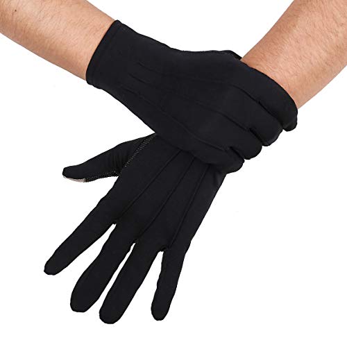JISEN Herren Polizei-Smokinghandschuhe für Herren, formelle Smoking, Honor Guard, Parade, Nylon, Baumwolle, 26 cm, Schwarz mit rutschfestem Touchscreen, Einheitsgröße von JISEN