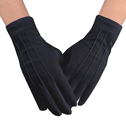 JISEN Herren Police Formal Smoking Honor Guard Parade Nylon Baumwolle Handschuhe 26 cm Gr. Einheitsgröße, Schwarz von JISEN